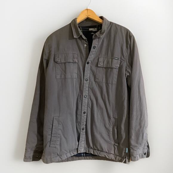 O’Neill Fleece Lined Jacket Mens S Gray Snap Button 4 Pockets Cotton - Picture 3 of 8